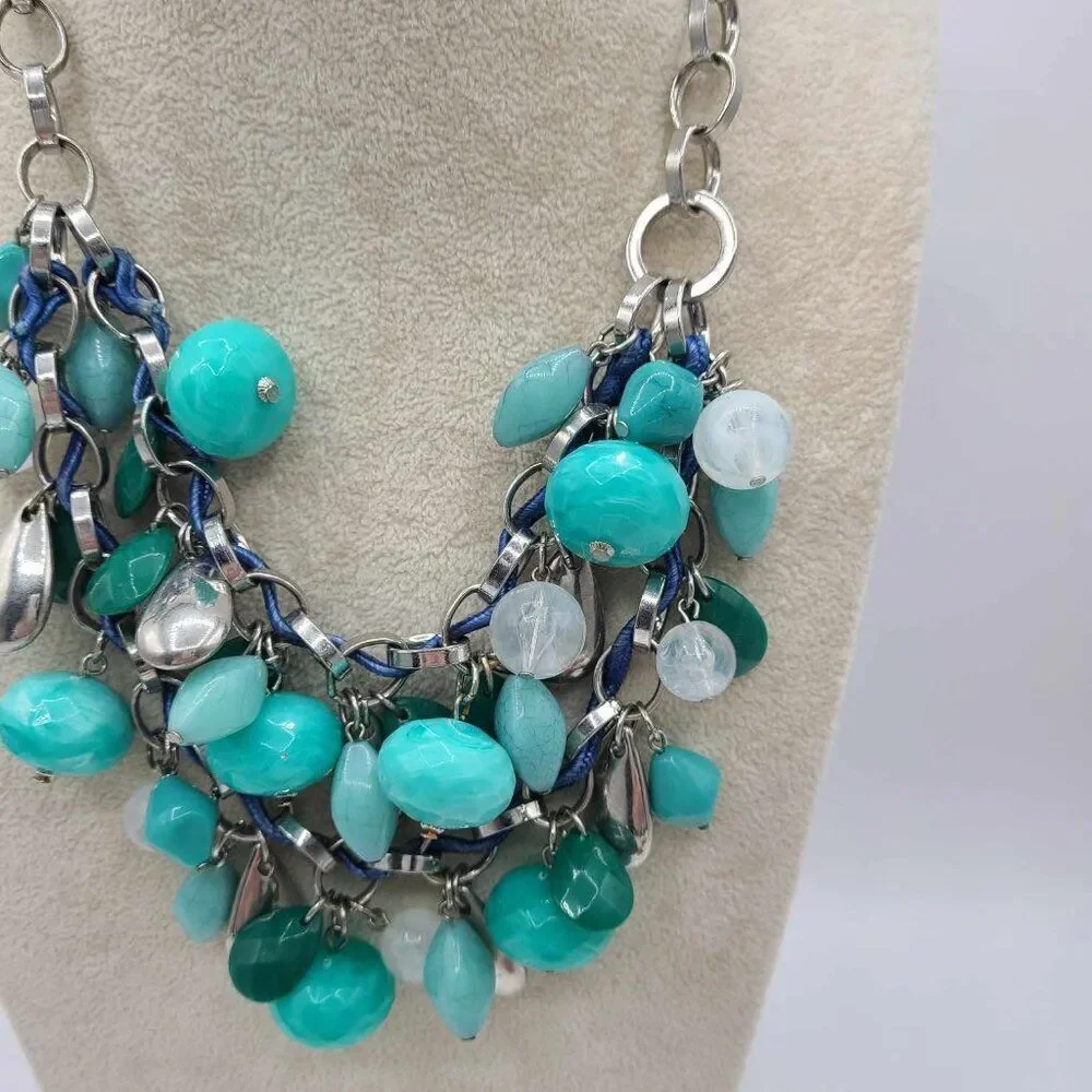 Lane Bryant Chunky Beaded Silver Tone Necklace